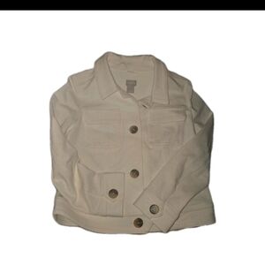 Chico's Womens White Jacket Size 1 Cotton Blend, Large Buttons